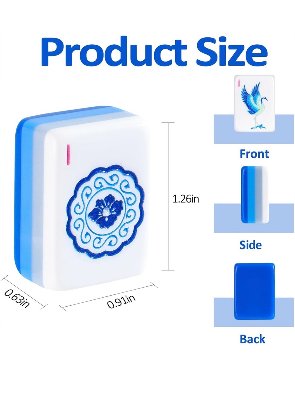 166-Piece Blue & White Mahjong Tile Set, Mahjong Mat and Matching tile bag - Picture 4 of 9